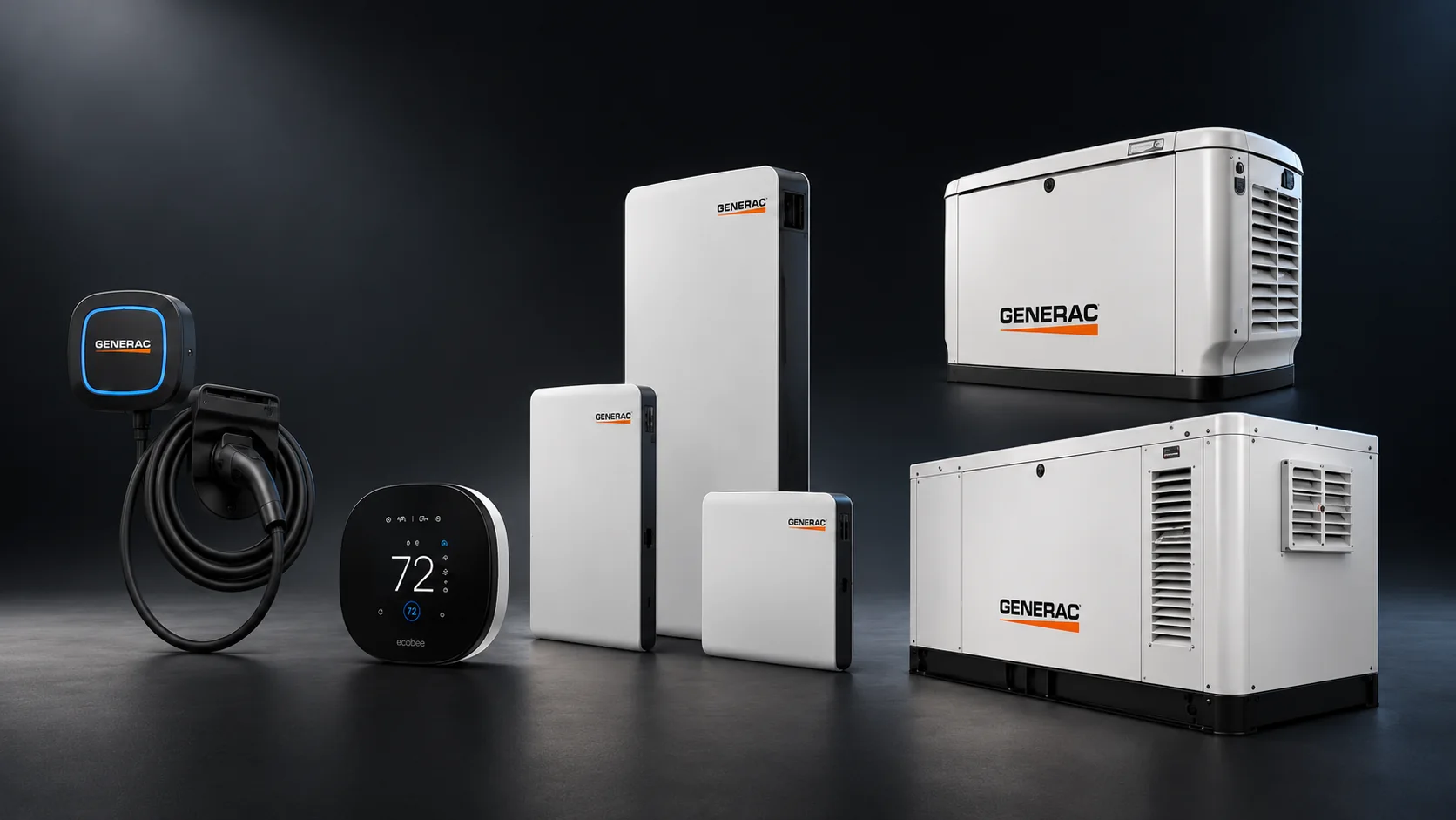 Generac home standby lineup: generators, PWRcell battery, EV charger and ecobee thermostat